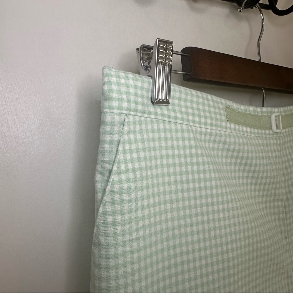 Cottagecore Wide Leg Gingham Capris. Size: 12. Green and White. - Picture 3 of 6